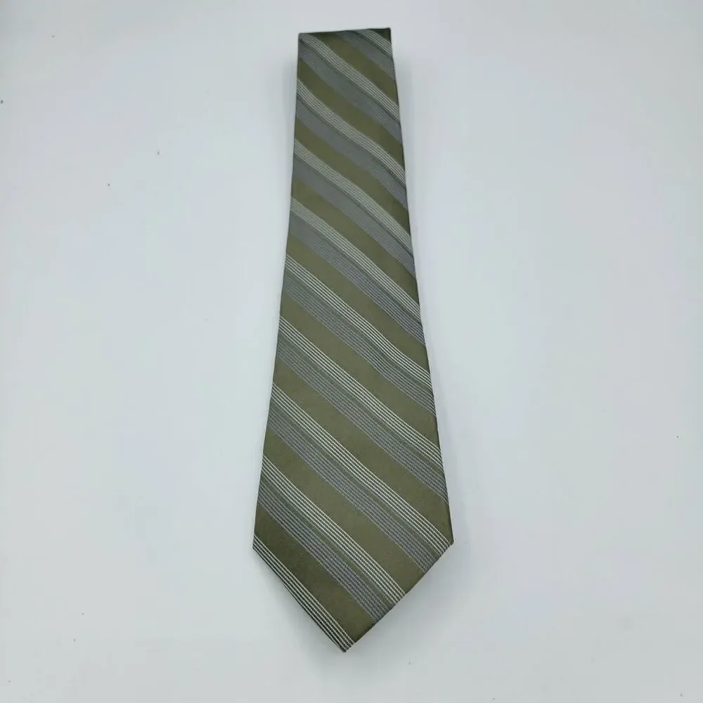 Steve & Barry's Men’s necktie Green W/Blue & White Stripes 58.5 x 3.75